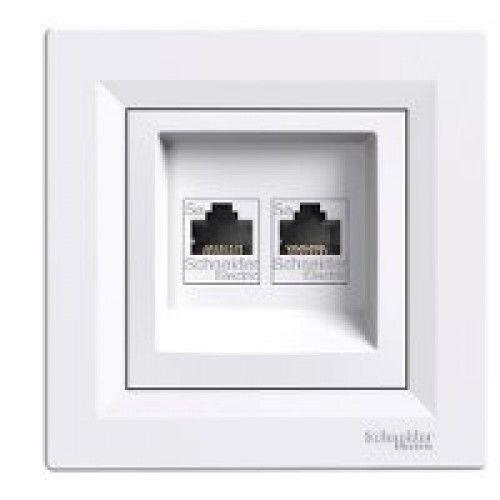 Двойная компьютерная розетка RJ45 Кат6 UTP Schneider Electric Asfora Белая EPH4800121 фото
