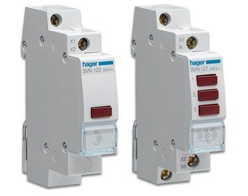 LED індикатор Hager 230В, червоний, 1 модуль для DIN-рейки, 100 000 годин терміну служби SVN122 фото