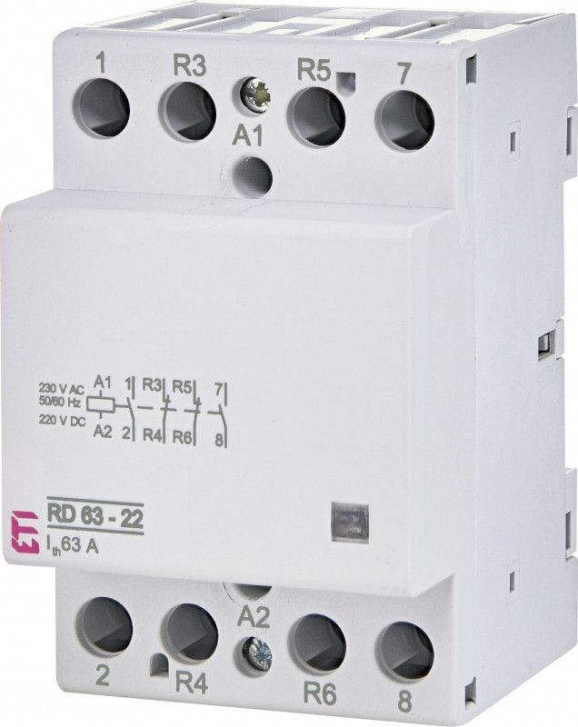 Модульний контактор ETI RD 63-22 230V AC/DC, 4P, 63A для DIN-рейки 2464030 фото