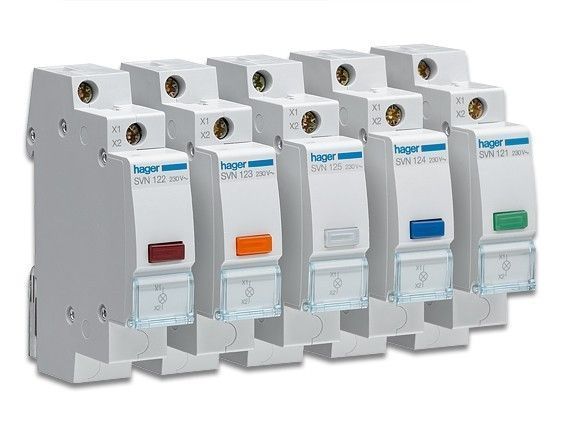 Індикатор Hager LED жовтий 230В 1м для DIN-рейки, строк служби 100000 годин SVN123 фото