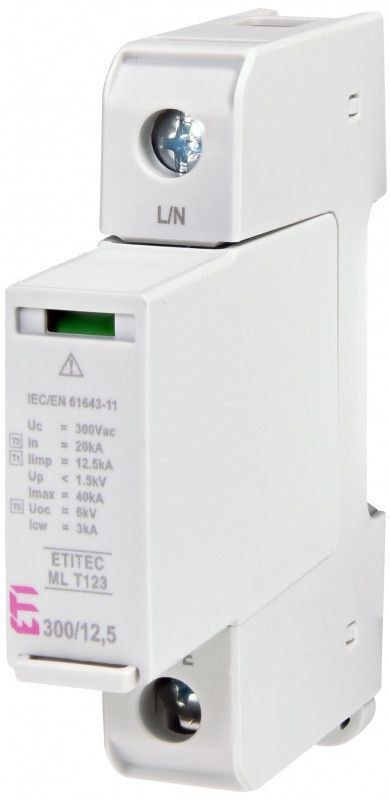 Обмежувач перепадів напруги ETITEC ML T123 300В 1p, Imax 40кА, SPD TNC 2440661 фото